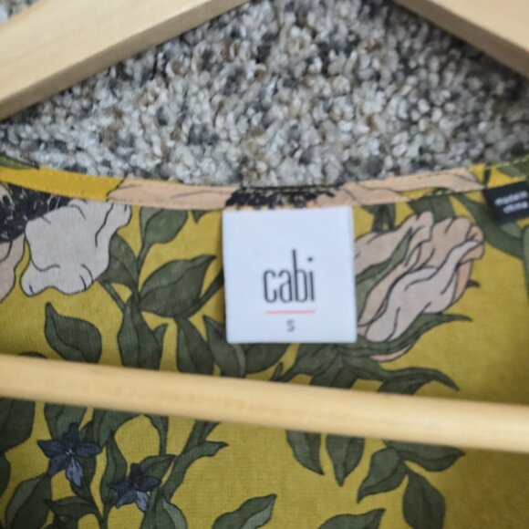 CAbi Top Womens Small Yellow Spring‎ Scene Blouse Bel Sleeve Sheer Style 5518 - Picture 6 of 7